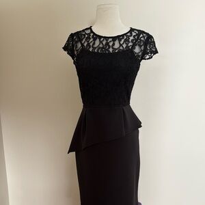 Enfocus Studio Black Lace Peplum Midi Dress Size 6